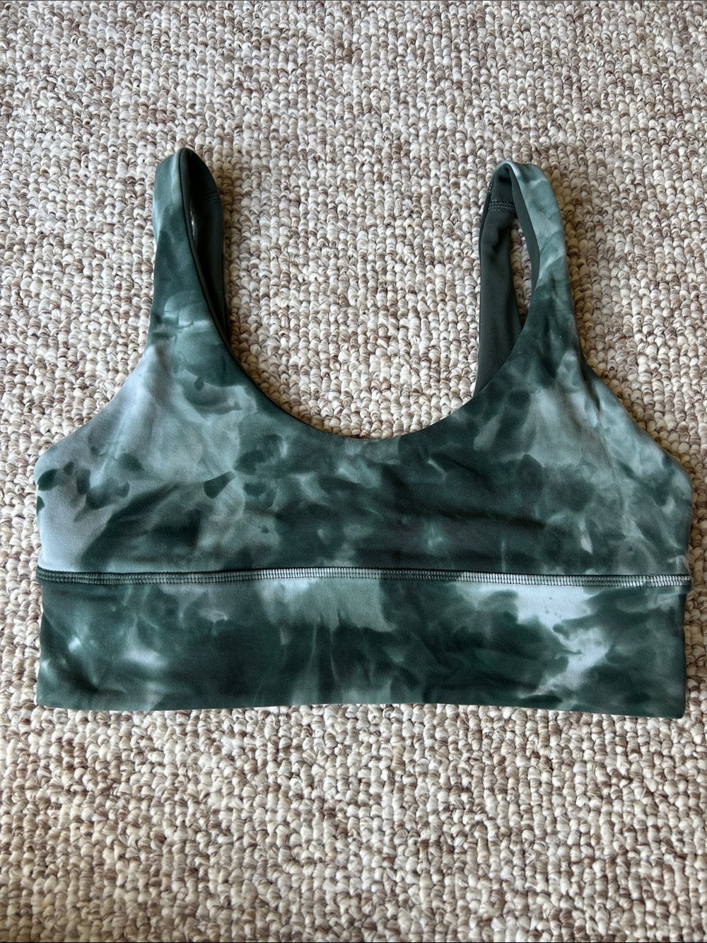 lululemon athletica Green Tie-Dye Scoop Recersible Scoop Neck Sports Bra